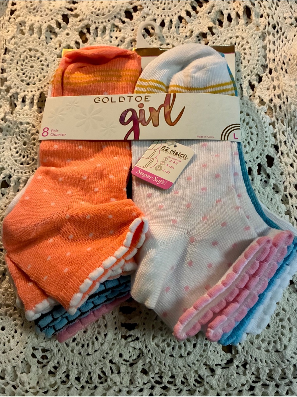 Gold Toe Girl Kids' Assorted Pink & Orange Polka Dot Quarter Socks - 8 Pack